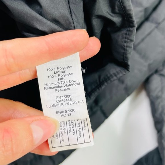 J. Crew Black Quilted Puffer Jacket Size Medium - Picture 7 of 9